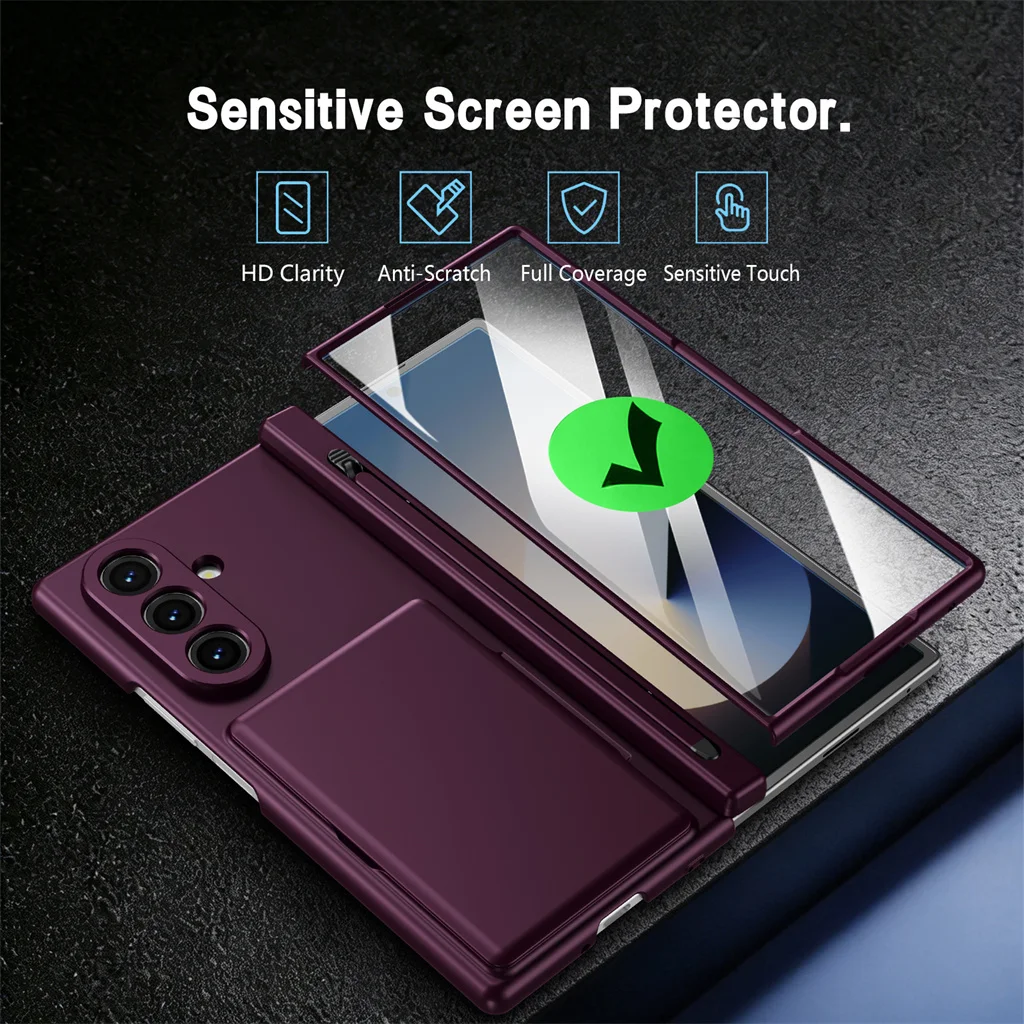 Multi-Functional Phone Case with Card Holder, Pen Slot, Stylus, and Tempered Glass Screen Protector