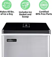Ice Cube Maker Machine | First Cubes in 15 Minutes, 40 lbs. of Ice in 24 Hours |  Portable Design in Stainless Steel - IM200SS 2