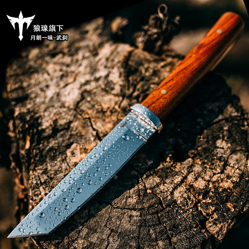 

Barbecue Small Straight Knife Fruit Knife Portable Outdoor survival knife black handle Camping Hunting Hike collection gifts