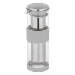 800ml Portable Cold Brew Coffee and Tea Maker with Heat - Resistant Borosilicate Glass (Grey)