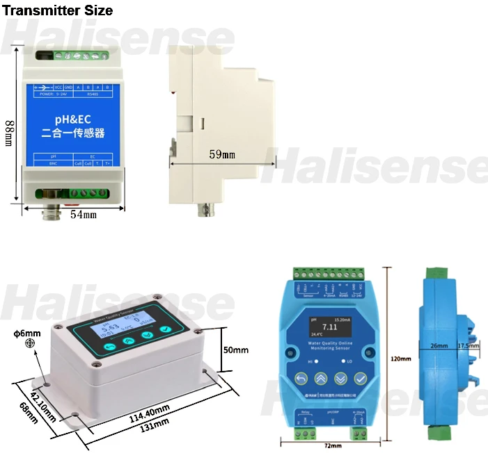 PH EC 2 in 1 Water Quality Detector RS485 Modbus transmitter Industrial Sewage