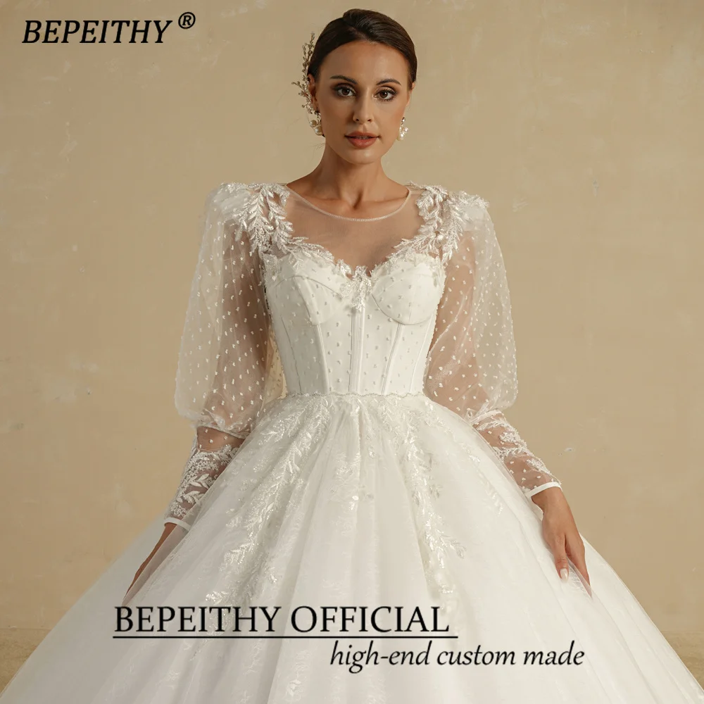 BEPEITHY Customized Princess Wedding Dresses 2022 For Women Sweetheart Ball Gown Bridal Dress With Jacket Court Train Vestidos 3