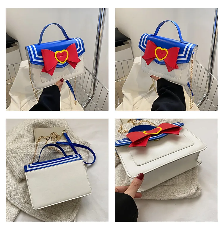 Schicke Schleife Kunstleder Umhängetaschen Kawaii Kleine Herz Einkaufstasche Mini Geldbörsen Kette Gürtel Umhängetasche für Teenager Mädchen Mode – Detail 20