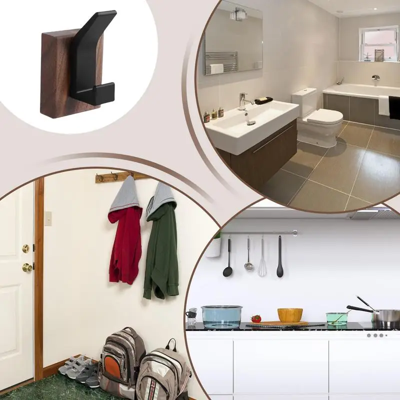 Walnut Wood Wall Hooks To Hang Coat Hooks Wall Mounted Wooden Large Load-bearing Towel Hangable For Coats