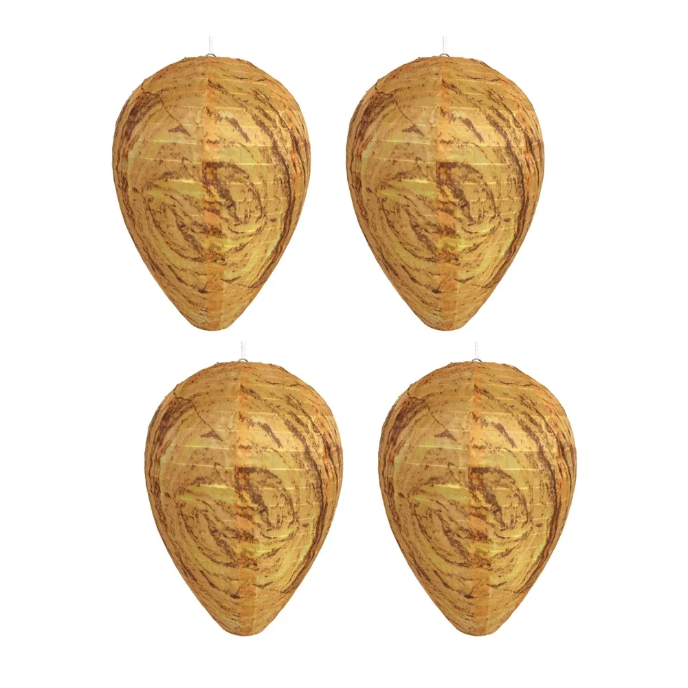 

4pcs Hanging Wasp Deterrent Paper Hornet Fake Wasp Nest Repellent Hornets Safe Fake Trap Safe Garden Repellent Trap For Yard
