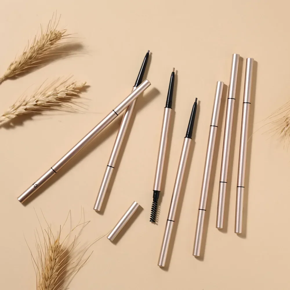 

Private Label Eyebrow Pencil Custom Bulk White Gold Tube Double Head Ultra-fine Lasting Waterproof Sweat-proof Pigment Makeup