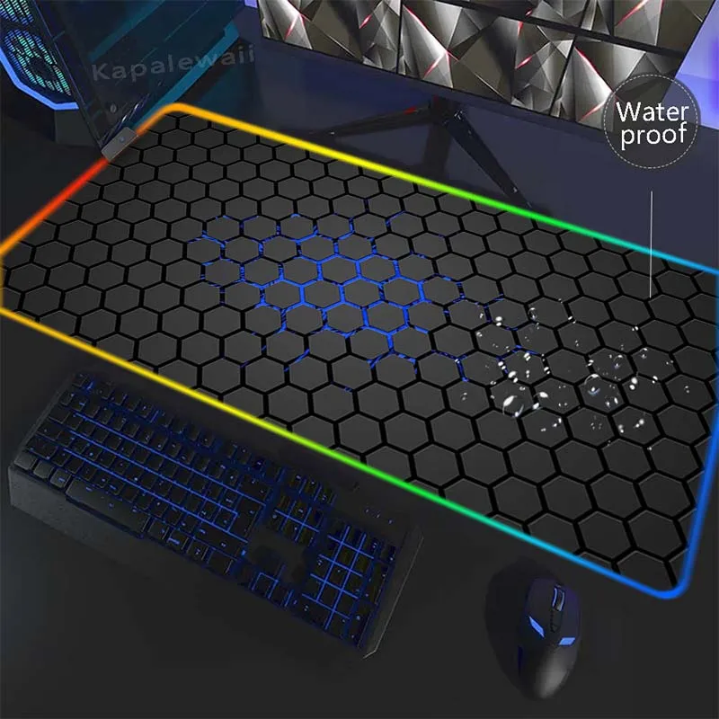 

RGB Keyboard Mouse Pad Gamer New XXL Large Mouse Mat Desk Mats Geometry Office Gamer Soft Carpet Table Mat Waterproof Mouse Pad