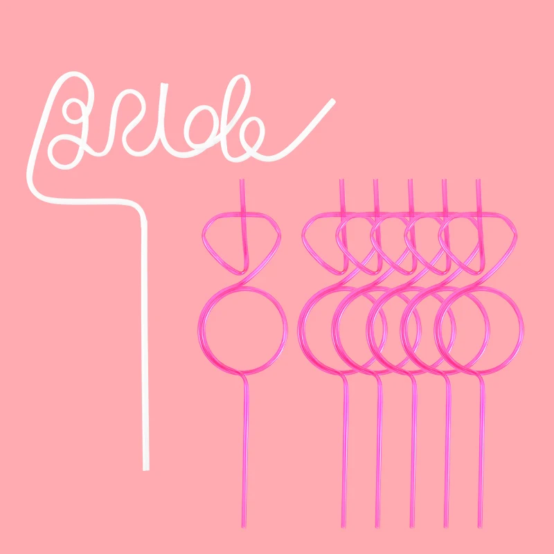 1set Bridal Shower Straws Love Heart Drinking Straw Bride To Be Wedding Decoration Bachelorette Hen Party Supply Team Bride Gift