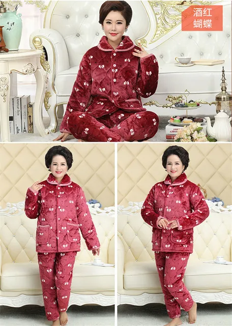 Winter Warm Pajamas Set Women Sleepwear Suit Velvet Sexy Pink Homewear  Pijama Woman Pajamas Long Pant Set Robe Three-piece Suit - Pajama Sets -  AliExpress