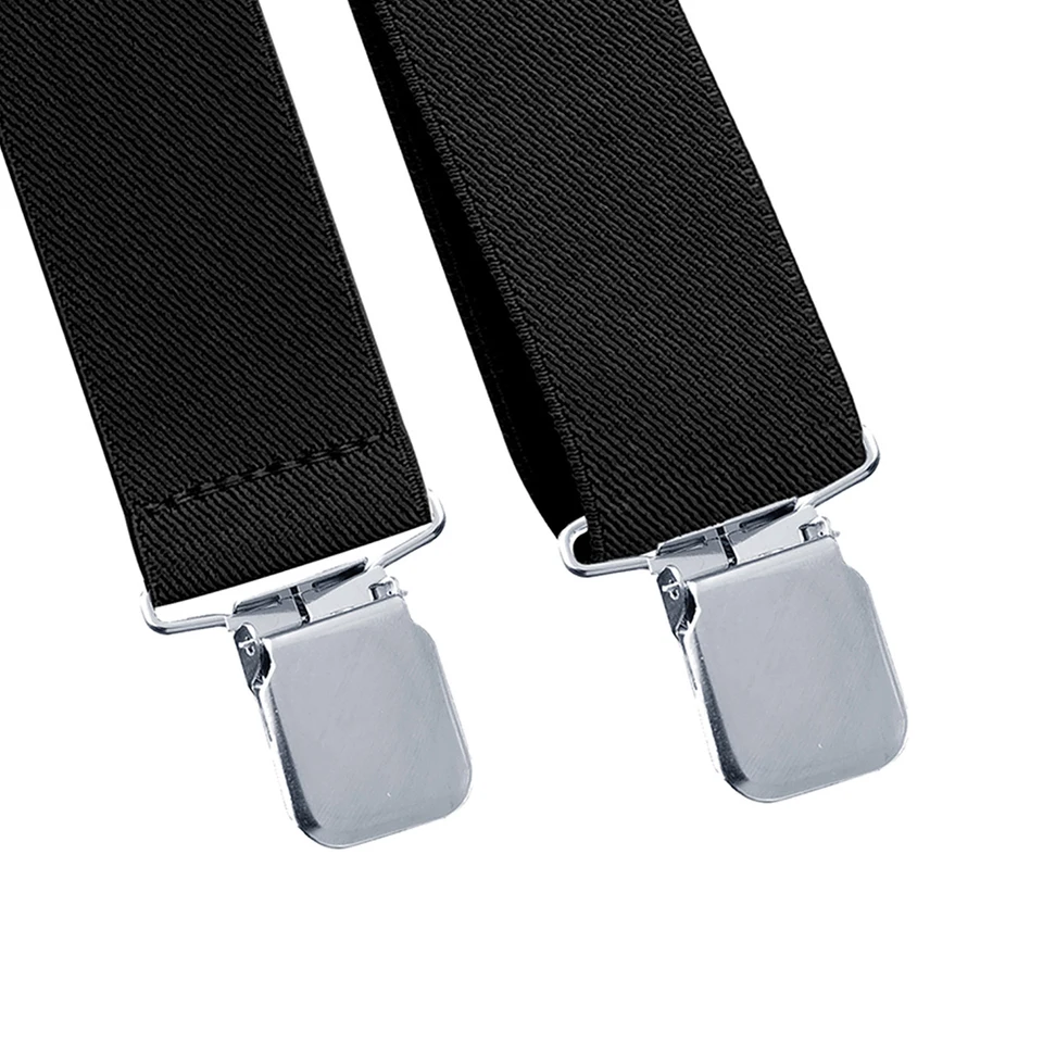 DonDon Bretelle uomo larghezza 3,5 cm con 4 resistenti clip a X cucite nero
