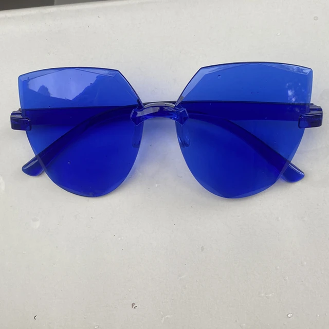 Ladies Cat Eye Sunglasses Frameless Transparent Retro Style_voghion.com