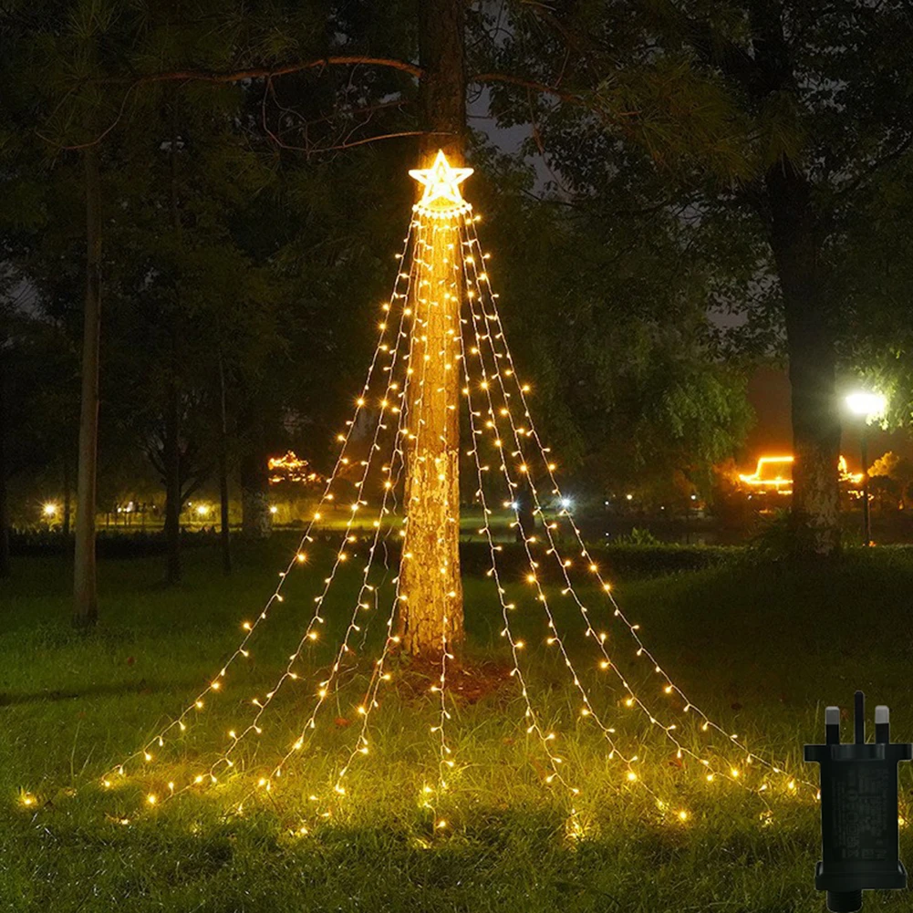 navideña para exteriores, cadena de de estrella, 320 LED, 16,4 pies, adornos para árboles de Navidad, 8 modos, luces de estrella de Navidad|Cadenas de iluminación| -