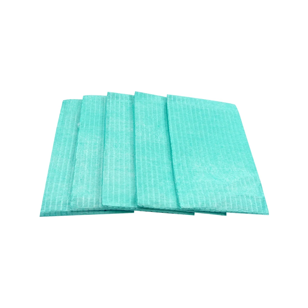 Almohadilla de limpieza Dental desechable, pañuelo de papel médico impermeable, con cordones, color azul, 100 piezas
