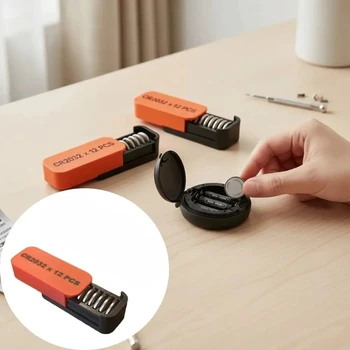 Custodia per Batterie a 12 Scomparti, Scatola Organizer Portatile Antiurto per Casa, Garage, Ufficio, Viaggi, Regalo di Natale Ideale