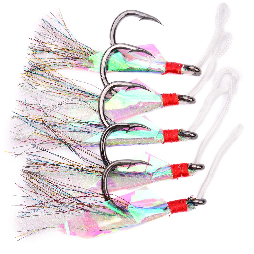 Description Picture 3 of item1/0 # 5pcs Sea Fishing with Barbed Wire Tied To The Fur Boat Iron Plate Hook Lure Fishing Gear Resistant To Seawater Corrosion