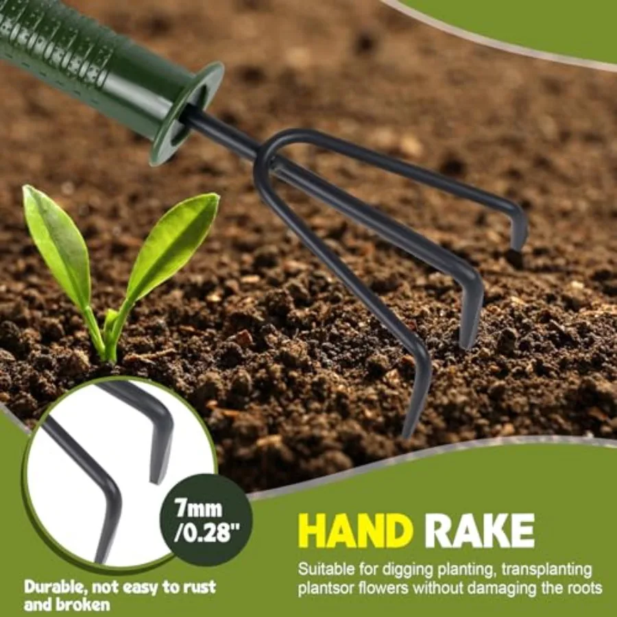 Garden Tool Set4 Pieces Garden Tools Including Hand Shovel Transplant Shovel Weeder and Hand Rake with Non-Slip Handle Idea for 4