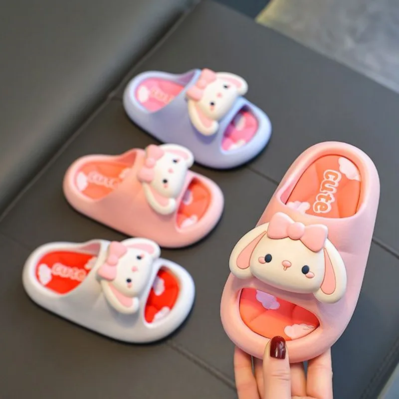 

Cut Cartoon 3D Toddler Girls Slippers Summer PVC Soft Sole Outdoor Kids Beach Shoes Pool Bath Non Slip Children Flat Slippers
