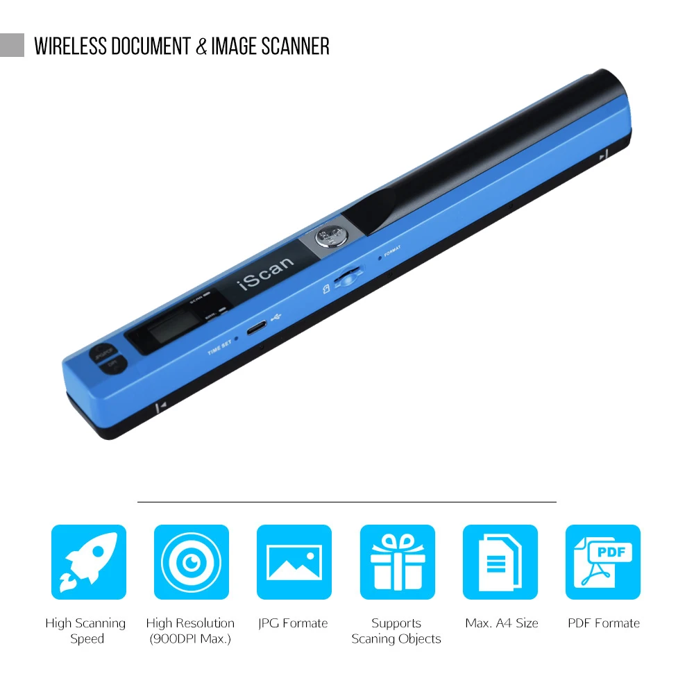 Scanner portable portable de documents avec écran led, capteur d'image