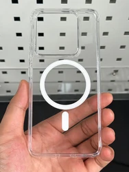 Magnetic Shockproof Clear Phone Case with Magsafe Wireless Charging Compatibility for Xiaomi 14Pro (Clear)