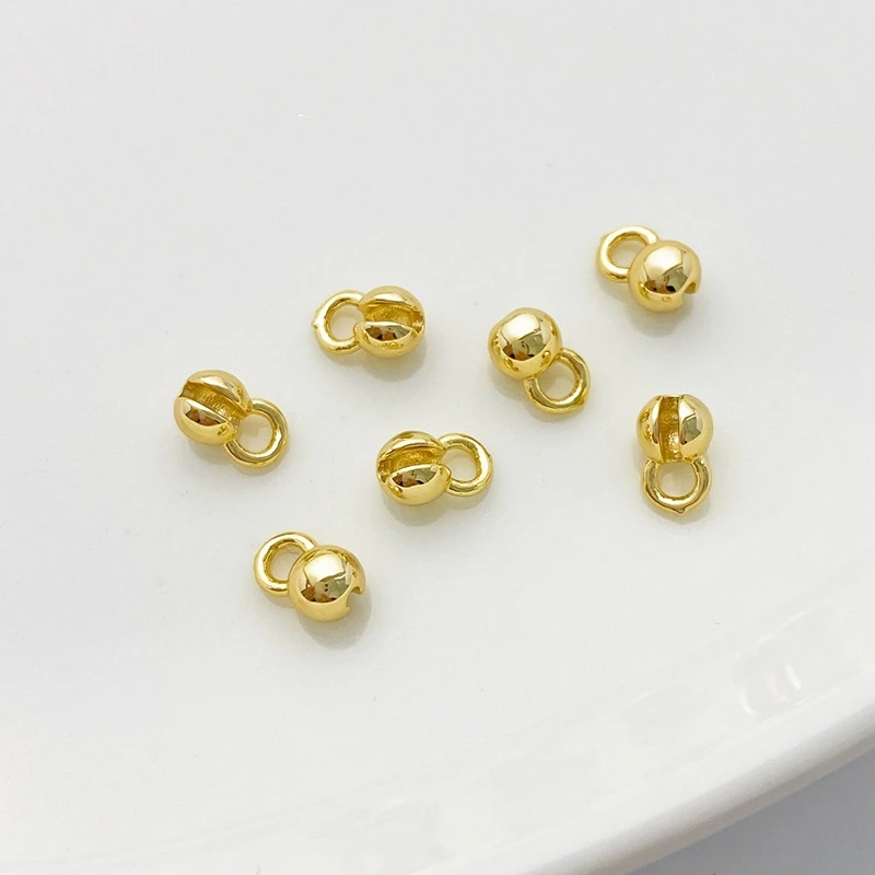 10 Stück 18 Karat vergoldete Messing-Lederband-Quetschperlen mit Schlaufe, Muschelperlen, Enden für 1,5 mm Kette, Halskette, Schmuckherstellung – Detail 2
