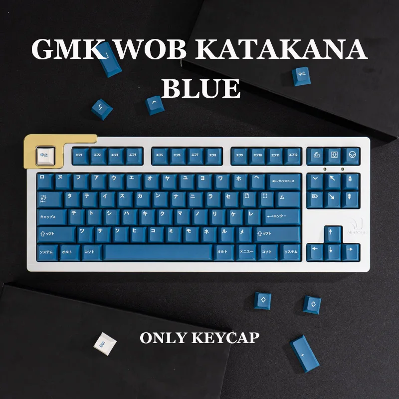 Gmk Wob Katakana Large Pbt Keycap Grupo Perfil Cereja Dye-sub Personalizado Japonês Personalidade Keycaps para Teclado Mecânico Azul