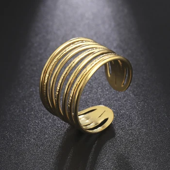 Amaxer Fashion Lines Rings anello da dito aperto lucido in acciaio inossidabile per le donne ragazza natale compleanno gioielli regalo amico