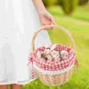Zerodeko Little Red Riding Hood Basket Hand Woven Picnic Bag Gift Basket Wicker Storage Basket Linen Inner Basket Storage 4