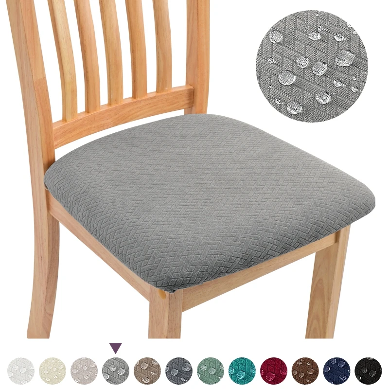 Elastic Dining Chair Seat Cover Solid Color Chair Covers Removable Seat