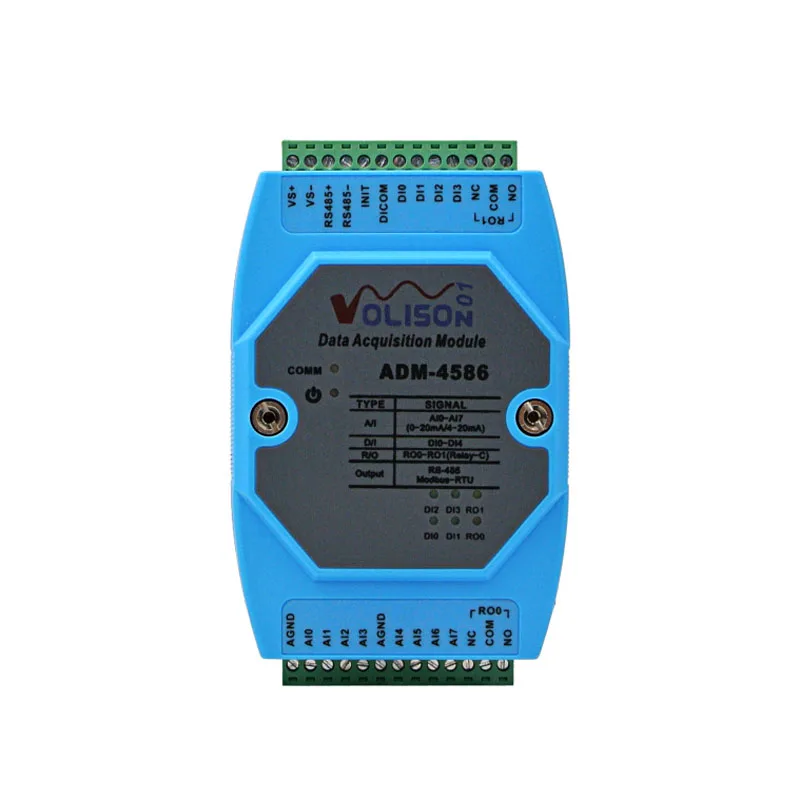 

ADM-4586 8Channel Modbus 4-20mA Current Acquisition, 4ch Switch Input, 2ch Rlay output, IO Acquisition Module RS485