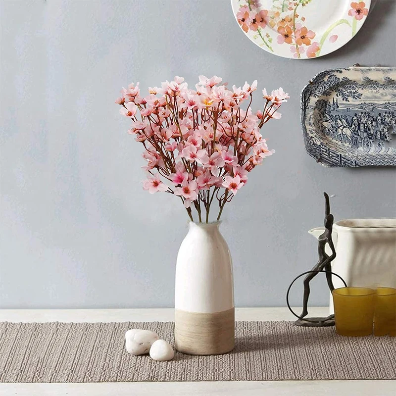 Artificial Cherry Blossom Flower Silk Peach Flowers Fake Plants Arrangement 40cm For DIY Garden Home Wedding Party Decor