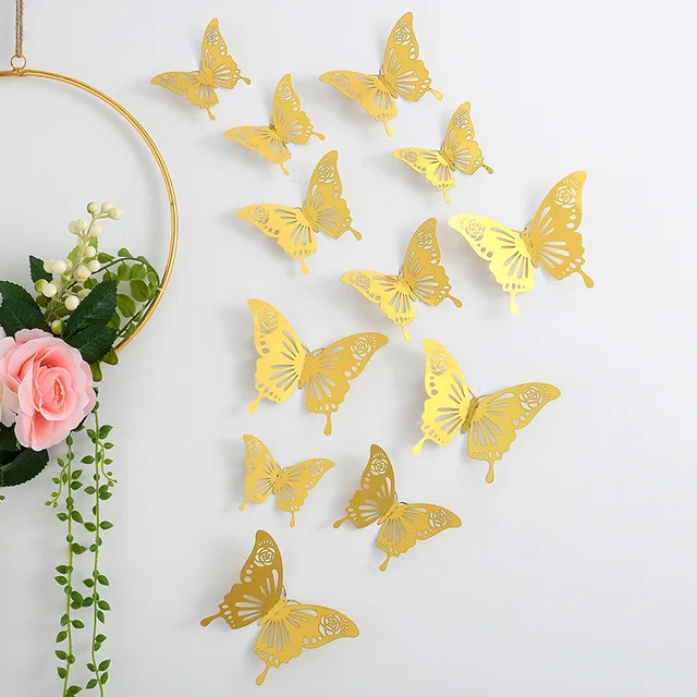 CANREVEL 31 Pieces Butterfly Cake Toppers Cupcake Decorations With Gold  Acrylic Happy Birthday Cake Toppers for Baby Shower Wedding Birthday Party