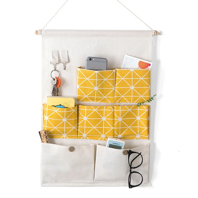 Hanging storage organizer 7 pockets waterproof hanging storage bag wall mounted closet organizer bear flamingo sundries bags home decor