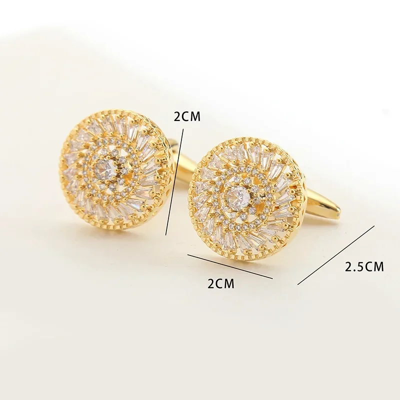 French Cufflinks Luxury Men's Wedding Windmill Zircon Rhinestones Cuff Links High-end Business Banquet Suit Shirts Accessories for mens cufflinks