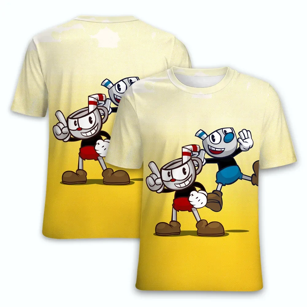 

T-Shirts Hot Game Cuphead Mugman 3D Print T Shirt Fashion Kids Casual Boy Girl Unisex Round Neck Short Sleeve Tshirt Clothes