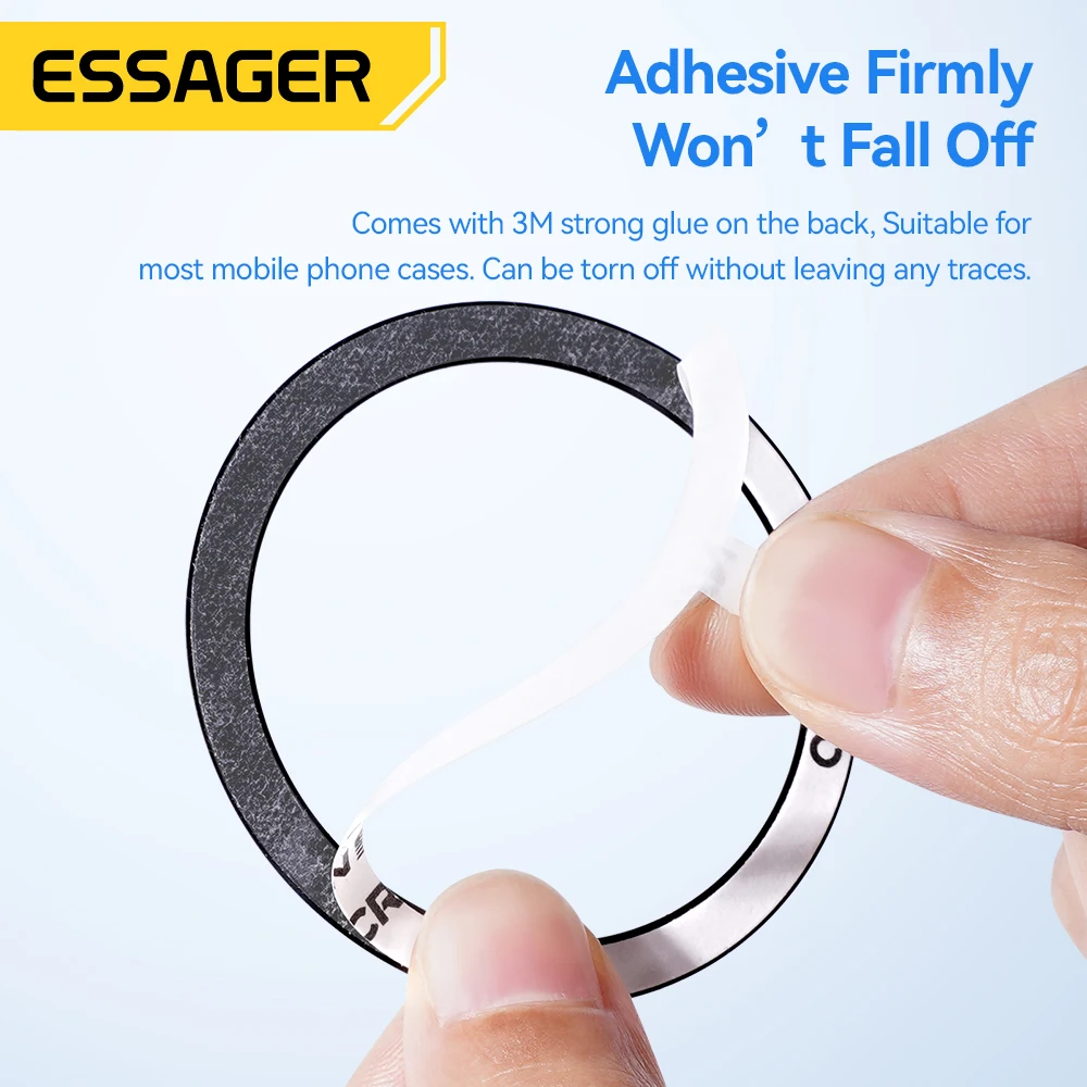 Essager 2PCS 자기 금속 반지 0.3mm 범용 스티커 iPhone 15 14 Pro MagSafe 자석 삼성 무선 충전 플레이트