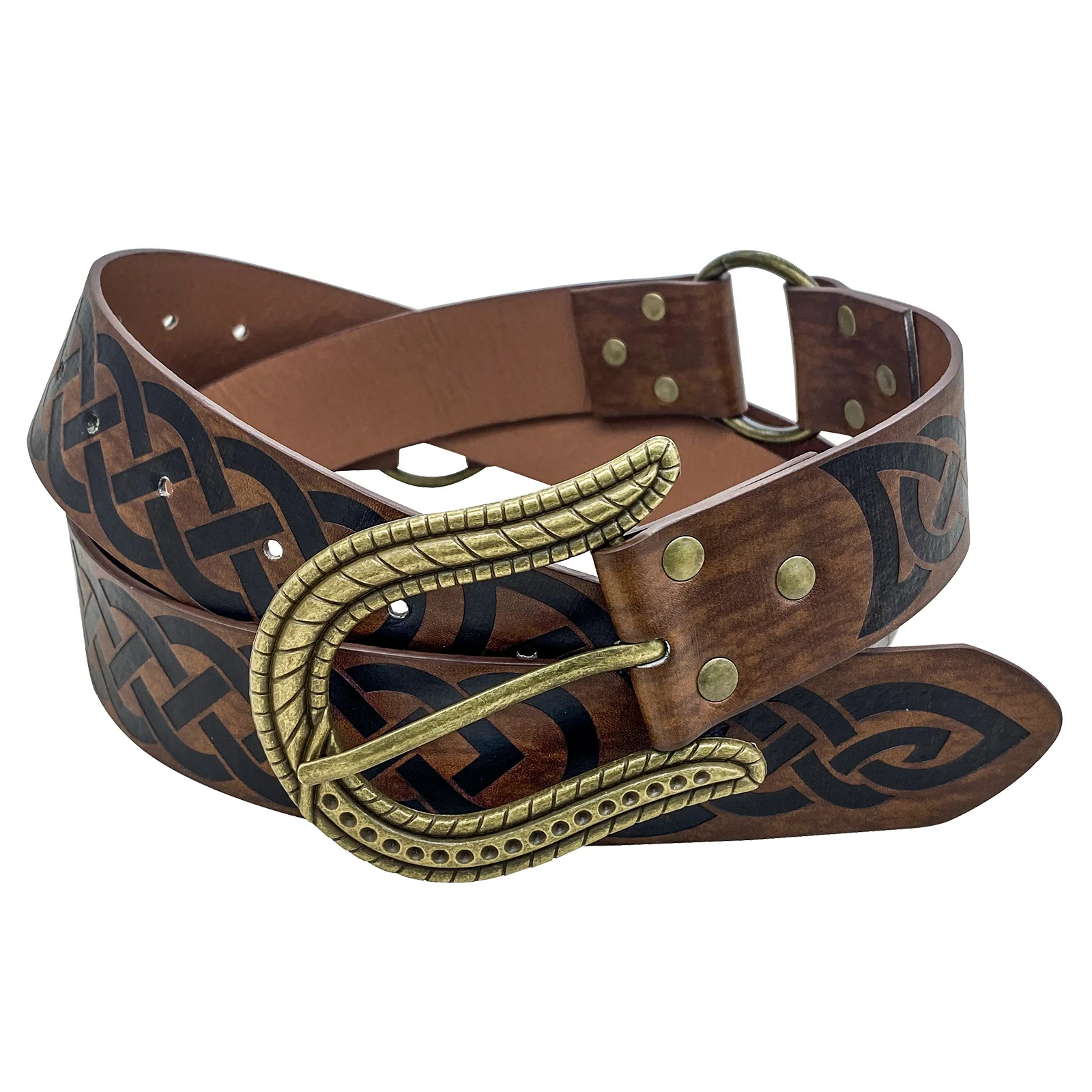

European Medieval Vintage Viking Knight Pirate Cosplay Leather Steampunk BuckleWaist Ring Belt Costume Accessory Parts For