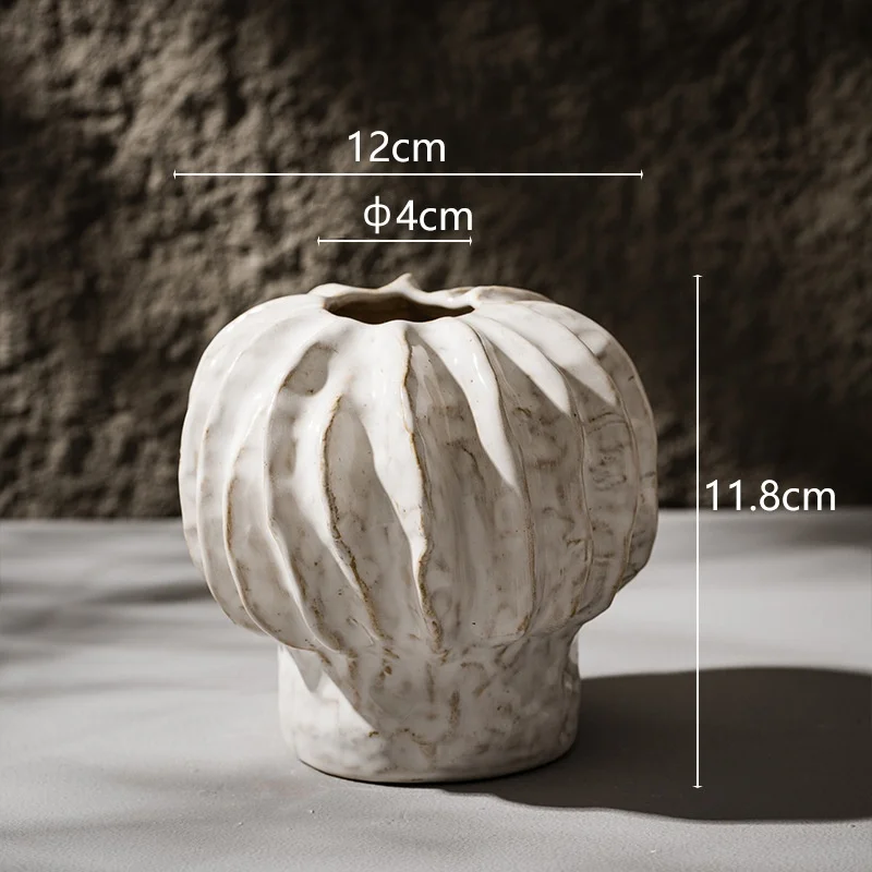 CAPIRON Pumpkin Shape Vase Ceramic Flowerpot Home Living Room Interior Decoration Accessories Office Shelves Accessories Table 6