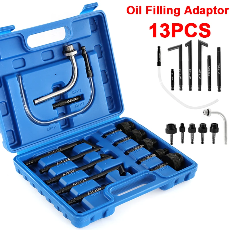 

13Pcs Oil Refill Filling Adaptor CVT ATF Transmission Service Adapter Set Brake Oil Refilling Connector Tool Box Car Tools