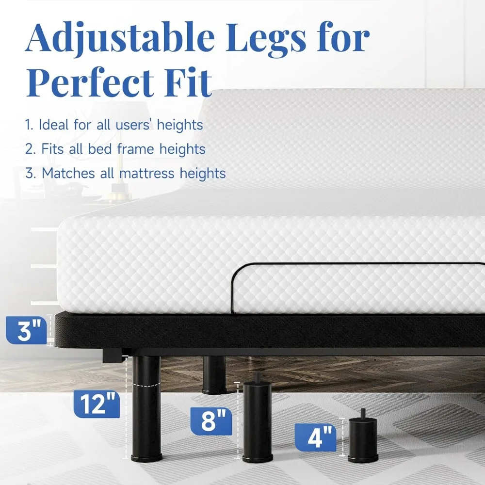 Adjustable Bed Frame Split King Size with Remote & Massage  Syncable Electric Beds Bases Zero Gravity Dual 5