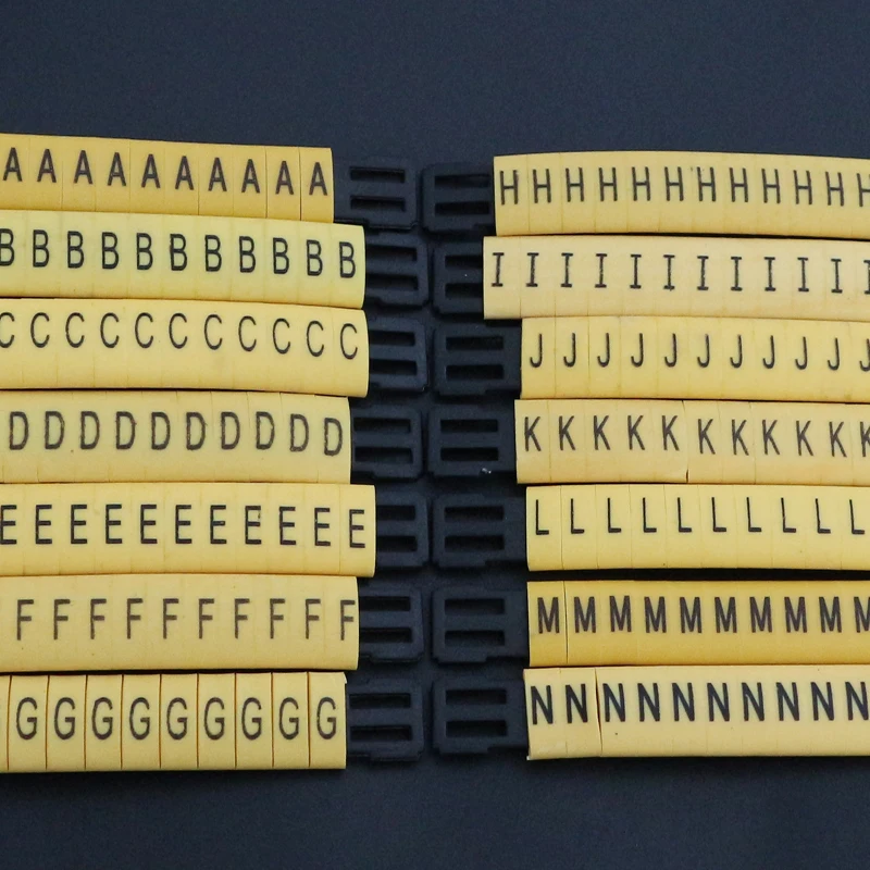330PCS 검정색 노란색 경로 마커 키트 K 형 케이블 마커 태그 A  Z 번호 0  9 케이블 용 케이블 번호 마커