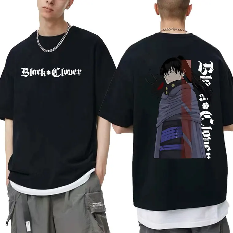 

Japanese Anime Black Clover Nahato Fausuto Double Sided Print T-Shirts Men Manga Graphic Tees Male Oversized T Shirt Mens Tshirt