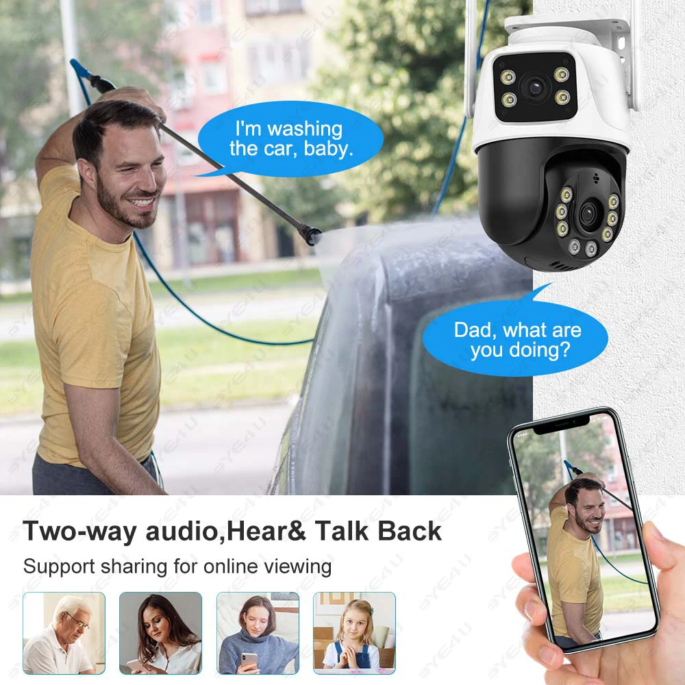 8MP WIFI Camera Auto Tracking CCTV PTZ Security Protection Outdoor