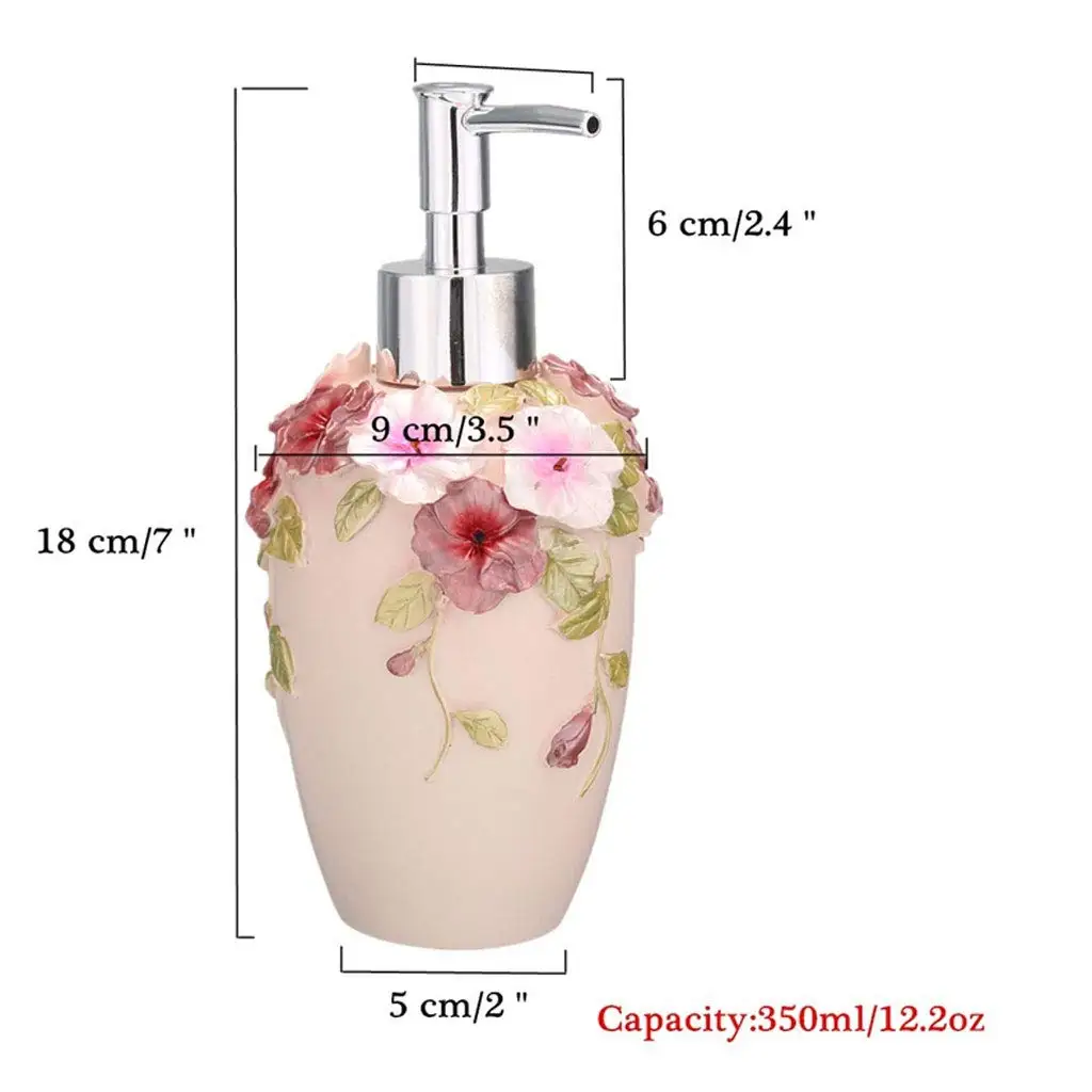 Soap Dispenser Refillable 3D Pump Flower Garden Soap Dispenser Resin Bottle Disinfectant Classic Design Kitchen Bathroom