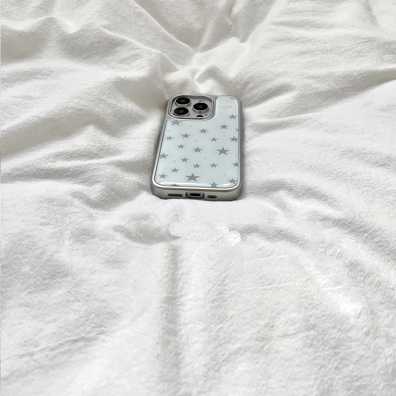 Full Screen Grey Stars Electroplating Phone Case - Creative Cute Cover