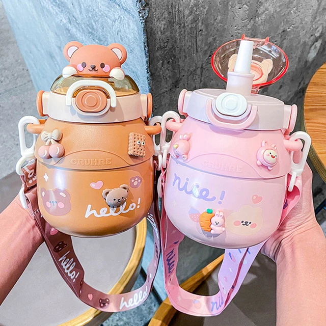 children's thermos cup with straw dual purpose boys and girls baby  kindergarten kettle portable cup primary school water cup - AliExpress
