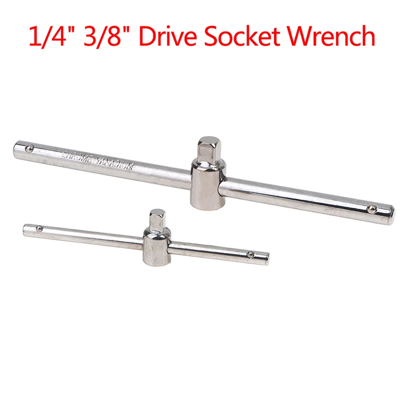 

1/4" 3/8" Drive Socket Wrench Extension Sliding T Bar Auto Repair Tools Crv Material Lengthened Sliding Rod Tools