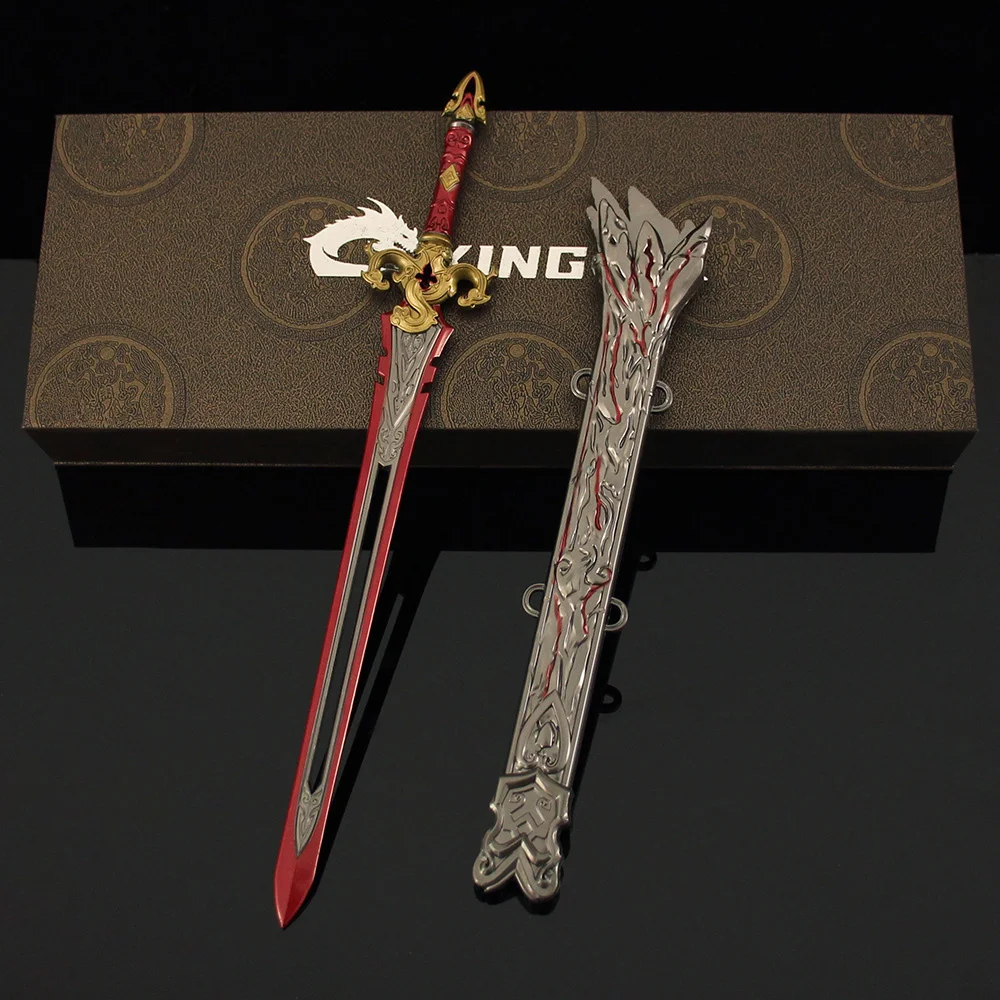 30CM Naraka：Bladepoint Game Peripherals Red Sky Sword with Sheath Full Metal Weapon Model Gift Box Collectible Toy Ornaments 6
