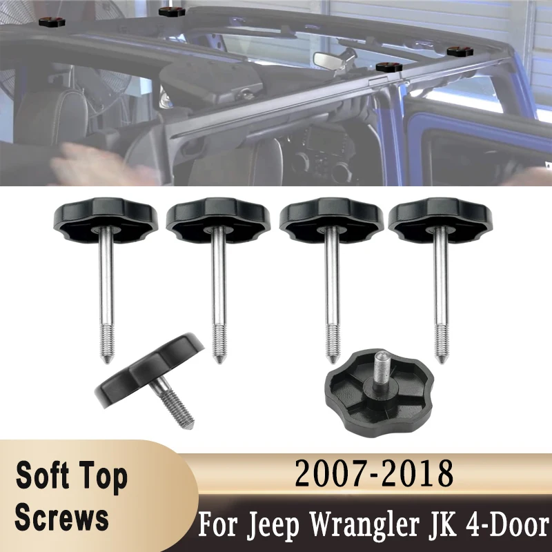 6Pcs Soft Top Roof Window Frame Surround Fastener Viti A Testa Zigrinata Dadi Perni A Manopola Per Jeep Wrangler Jk 2007-2018 (2 Short + 4 Long)