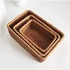 Hand-woven Rattan Wicker Basket Fruit Tea Snack Bread Basket Cosmetic Rectangular Storage Box Household Kitchen Supplies 1