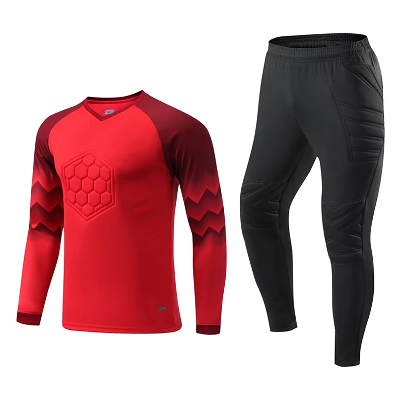 Kids Goalkeeper Uniform Boys Goalkeeper Soccer Jersey Doorkeepers Long Sleeve Sponge Protective Football Uniform For Children's